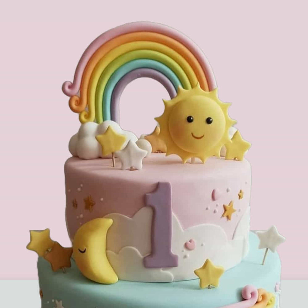Sunshine n Rainbows Theme Cake