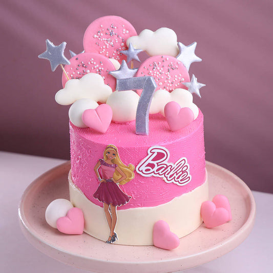 Pink Barbie Theme Cake