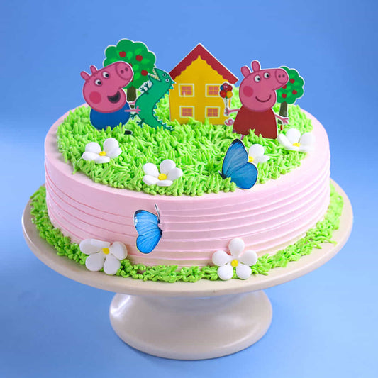 Peppa N George Garden Joy Theme  Cake