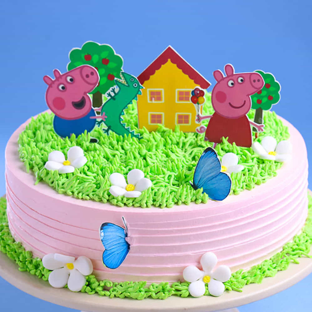 Peppa N George Garden Joy Theme  Cake