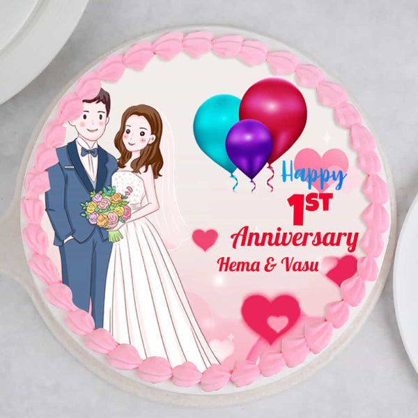 First Wedding Anniversary Photo Cake