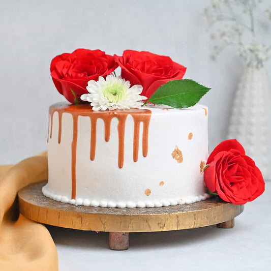 Flowers Vanilla Drip Cake