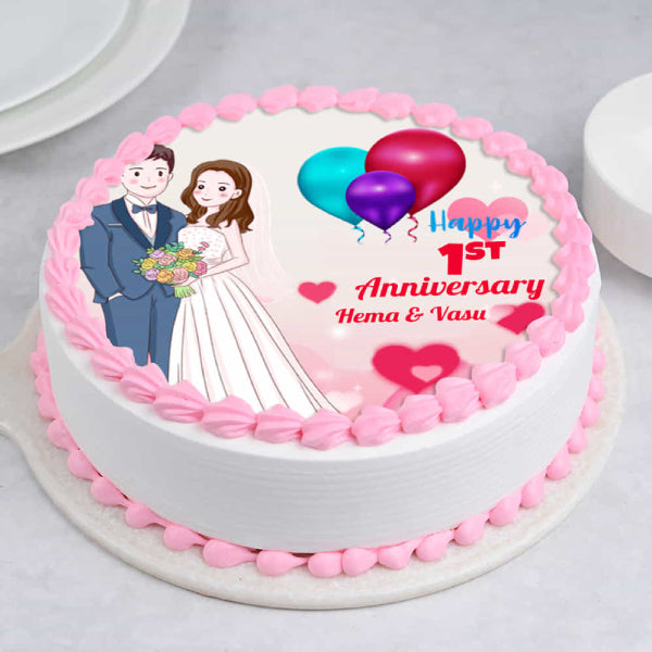First Wedding Anniversary Photo Cake