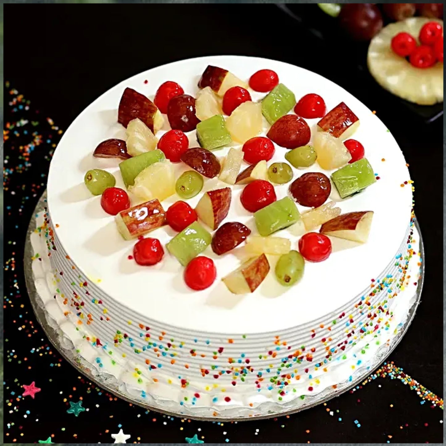 Fresh Fruit Vanilla Cake Half Kg
