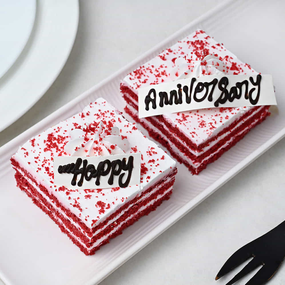 Set Of 2 Red Velvet Anniversary Pastries