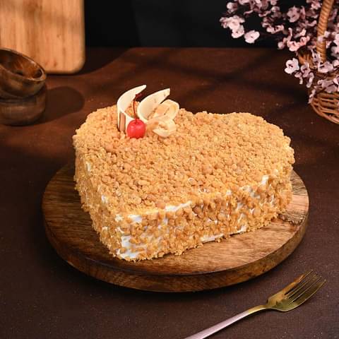 Heart Shaped Butterscotch  Cake