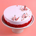 Butterfly N Flowers Red Velvet Cake