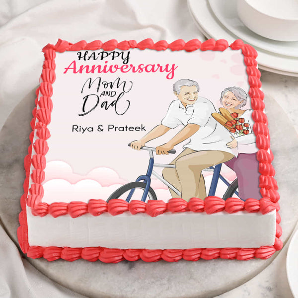 Mom & Dad Anniversary Theme Cake