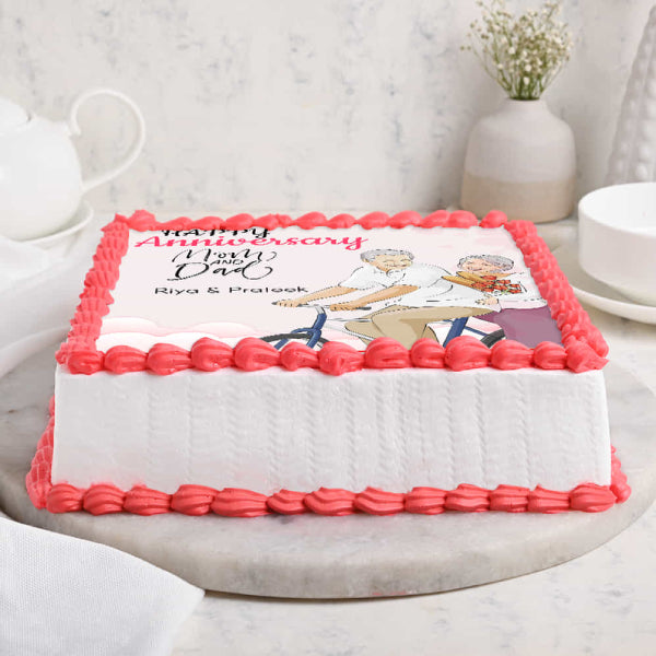 Mom & Dad Anniversary Theme Cake