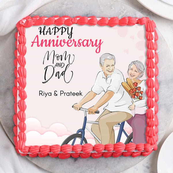 Mom & Dad Anniversary Theme Cake