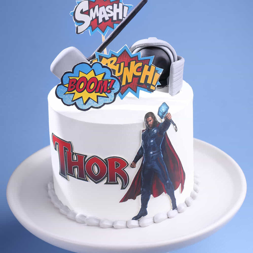 Thor Smashing Avengers Theme Cake