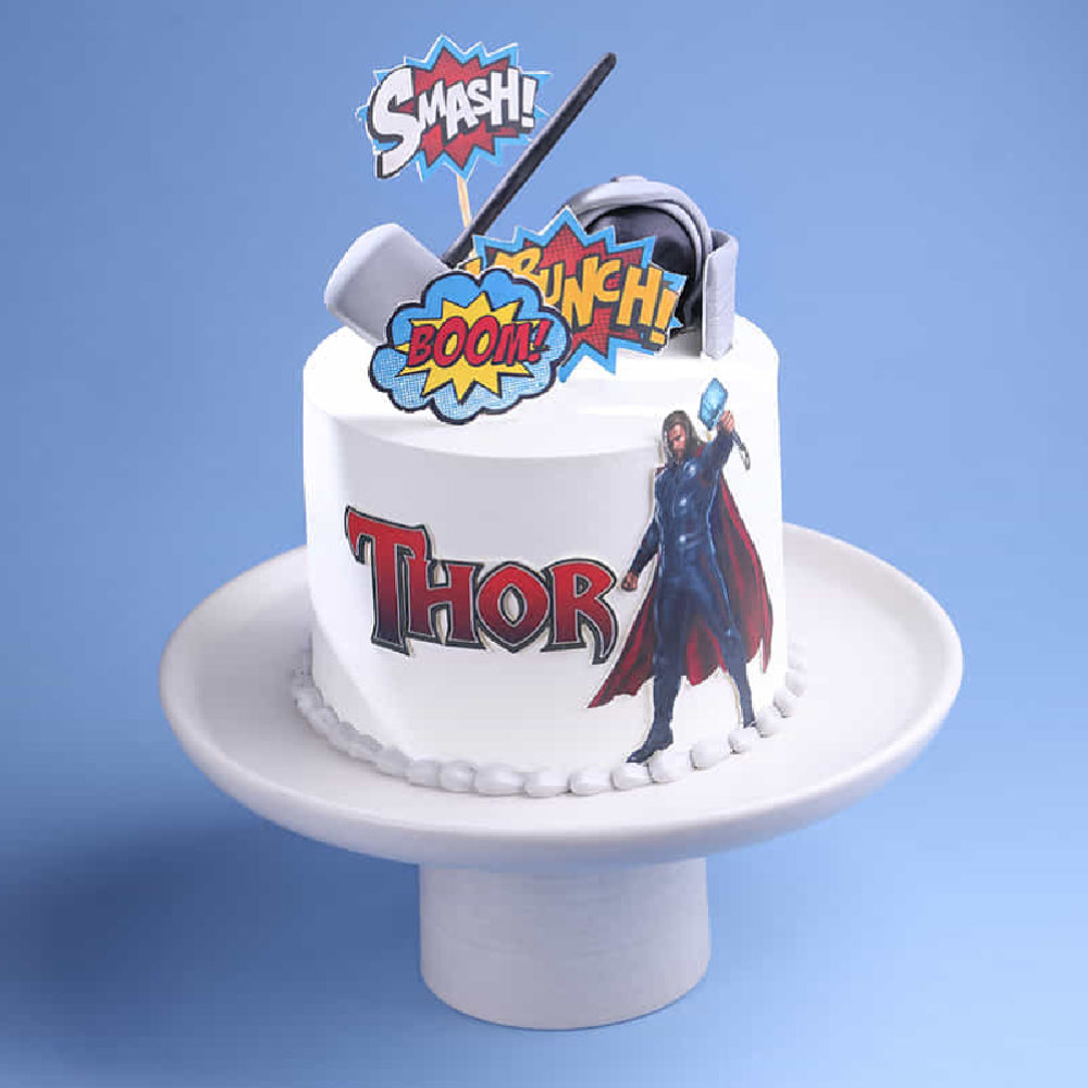 Thor Smashing Avengers Theme Cake