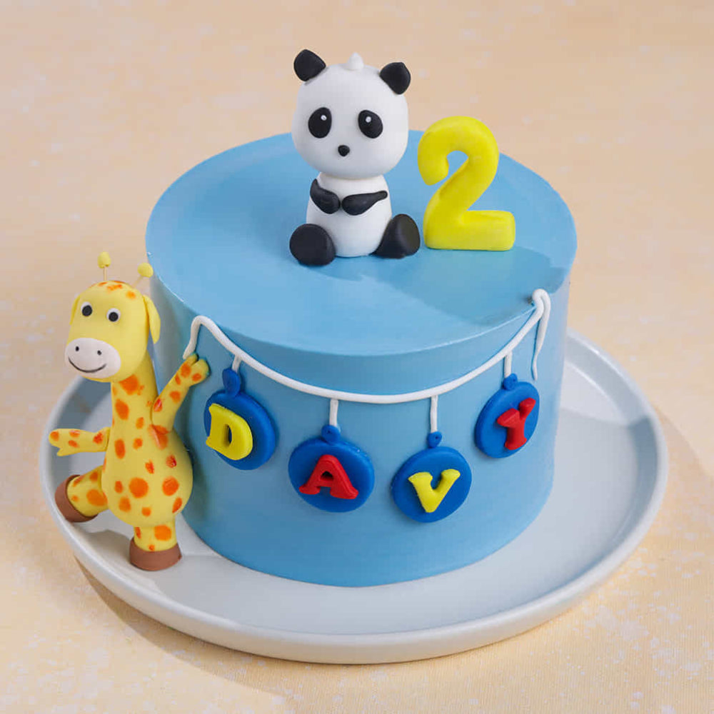 Panda N Girrafe Theme Cake