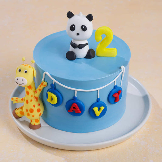 Panda N Girrafe Theme Cake