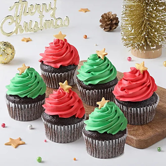 Xmas Tree Cupcake Set Of 6