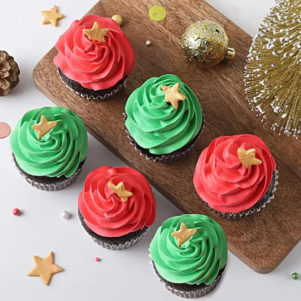 Xmas Tree Cupcake Set Of 6