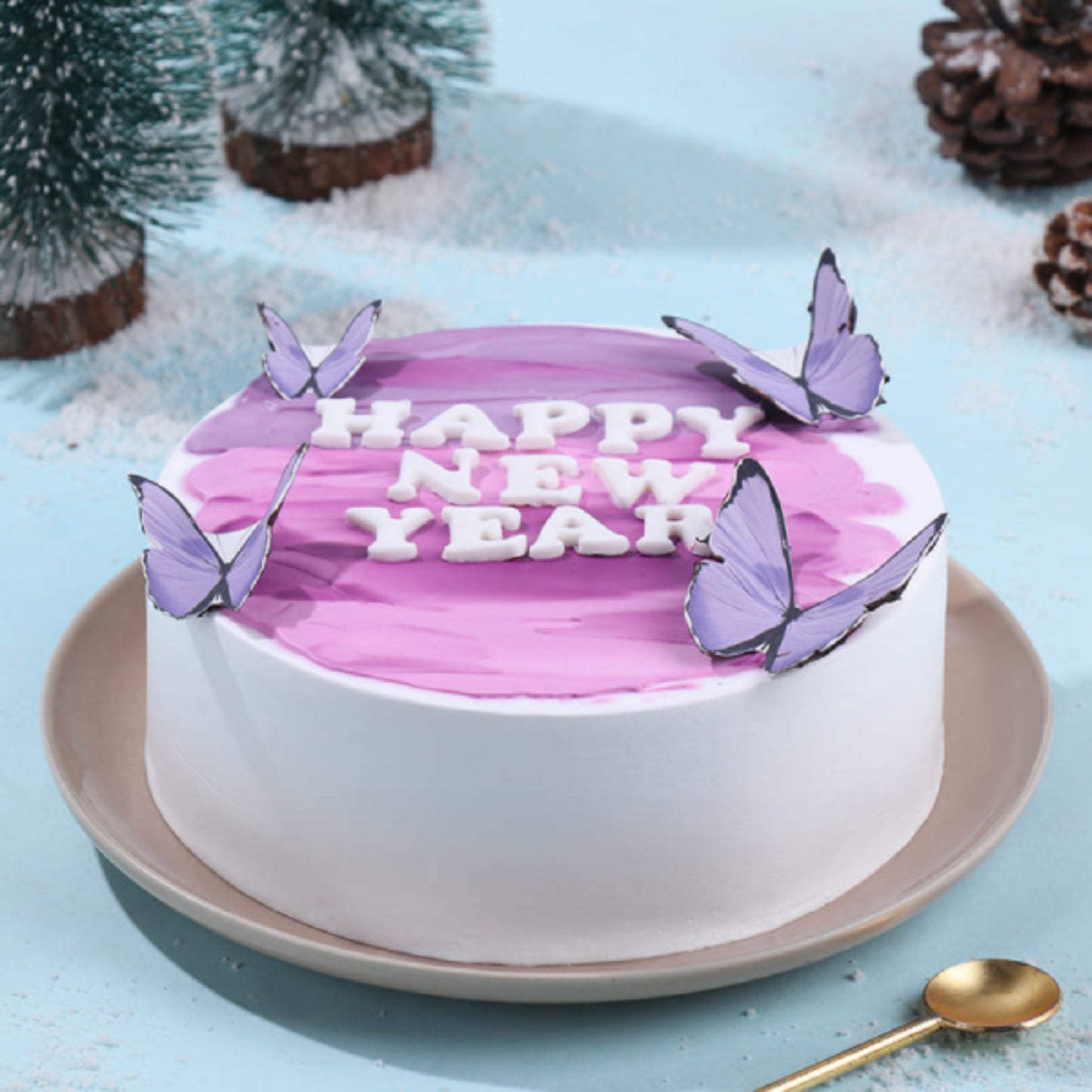 New Year Butterfly Theme Cake
