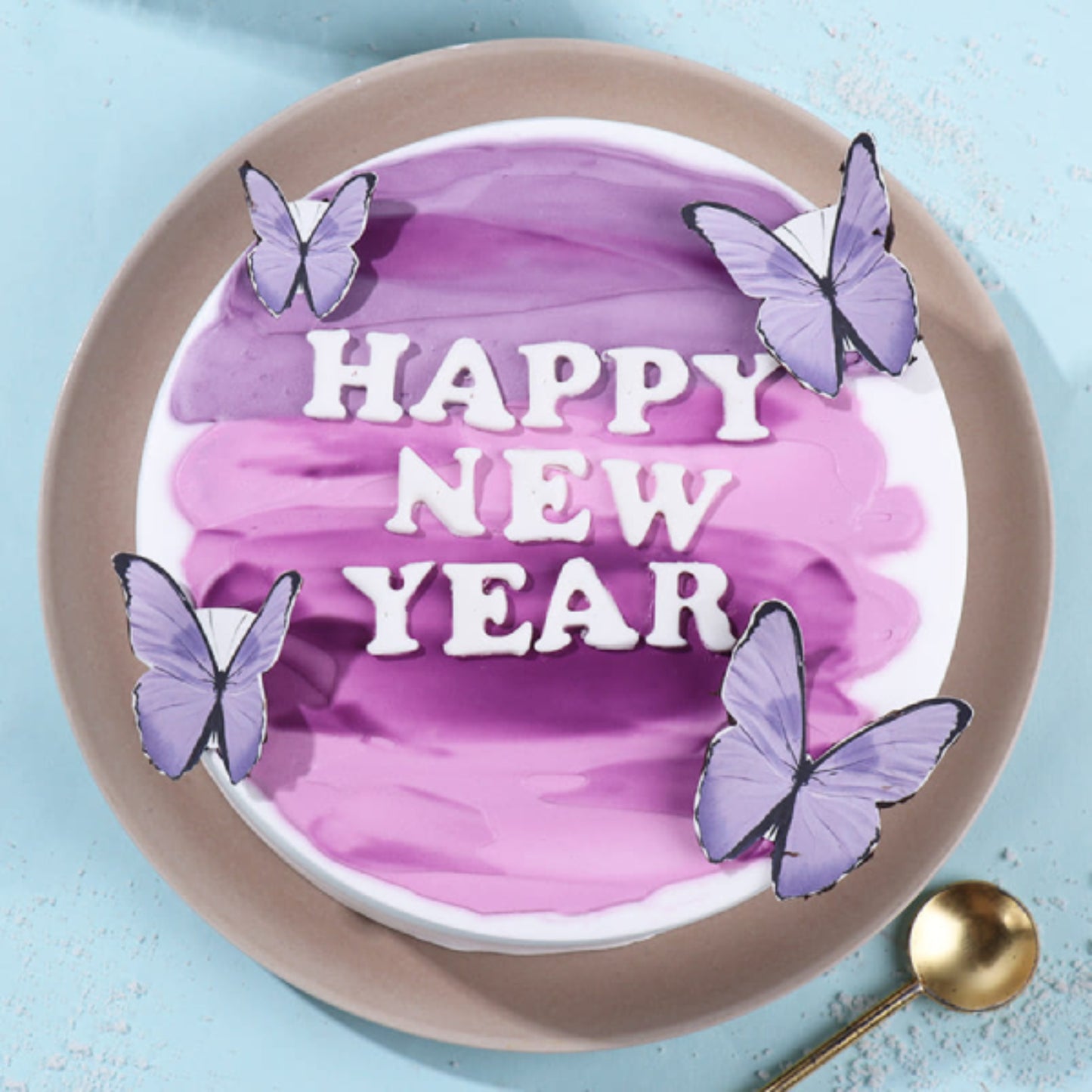 New Year Butterfly Theme Cake